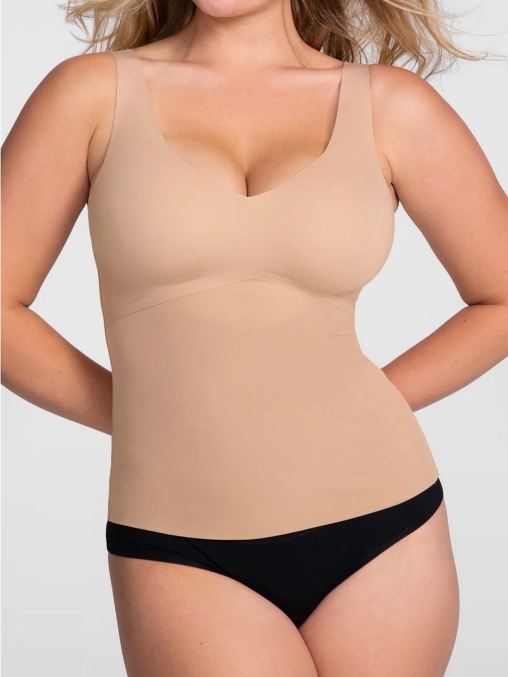 Honeylove Liftwear Tank 2XL Sand Nude Compression Tummy Control Built In Bra